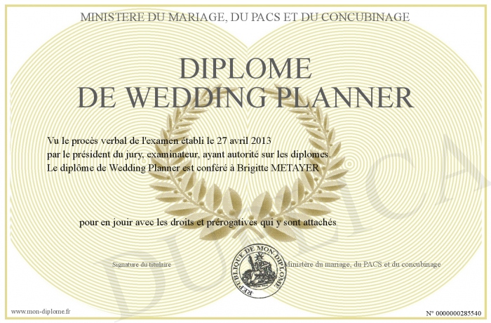 diplome wedding planner